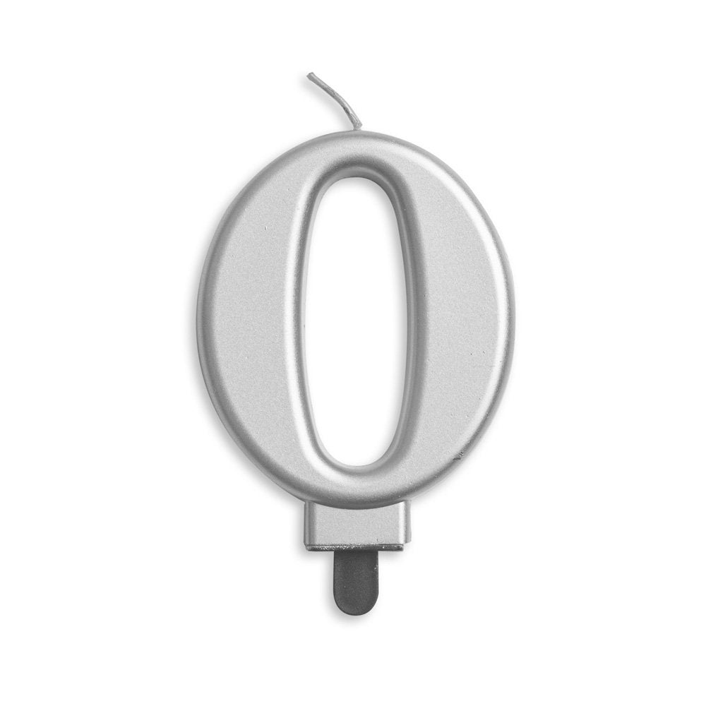 Cijfer kaars '0' Zilver - PartyPro.nl