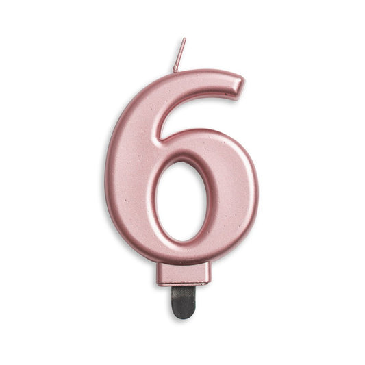 Cijfer kaars '6' Rosé