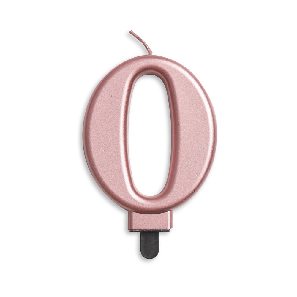 Cijfer kaars '0' Rosé - PartyPro.nl