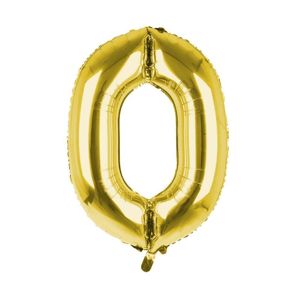 Cijfer Ballon '0' Goud (100CM) - PartyPro.nl