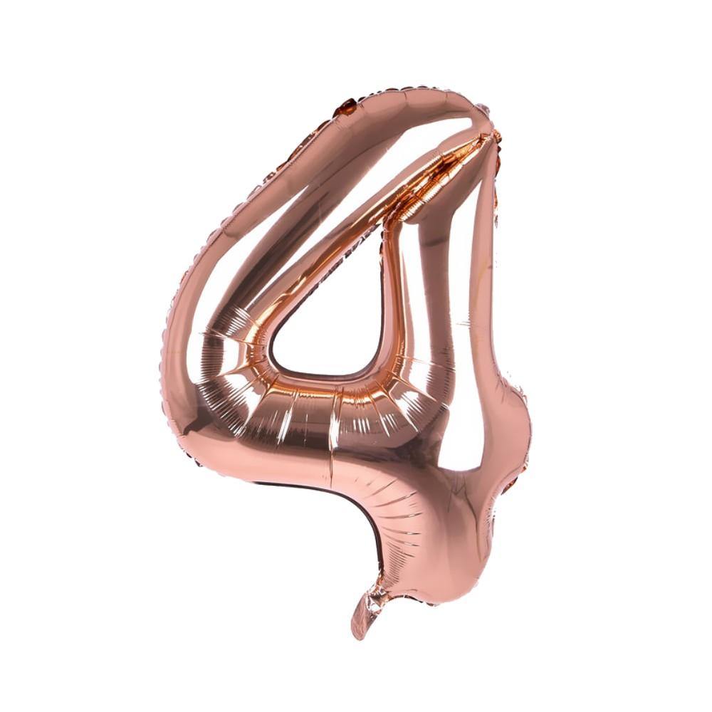 Cijfer Ballon '4' Rosé (100CM) - PartyPro.nl