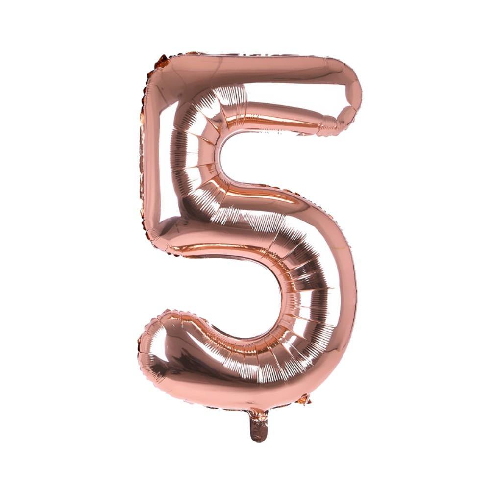 Cijfer Ballon '5' Rosé (100CM) - PartyPro.nl