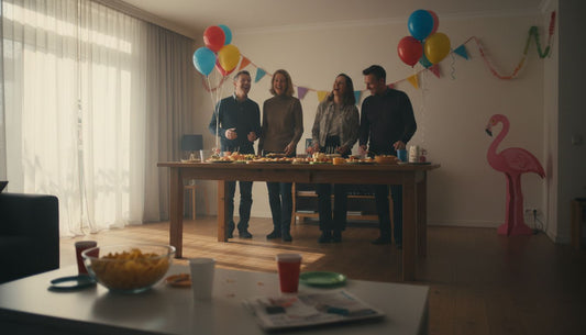 Een gezellig feestje in de woonkamer met leuke themaversiering