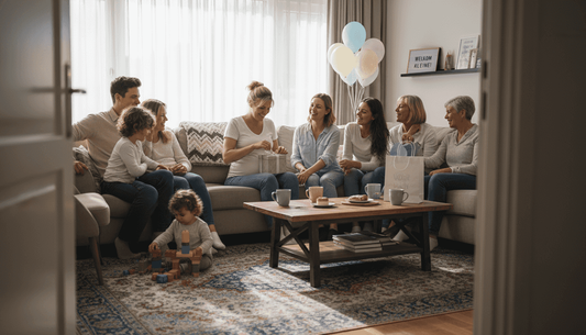 Een zwangere vrouw geniet samen met haar familie van een gezellig feestje.