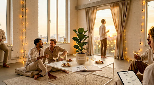 Sfeervolle, minimalistische feestversiering voor in de woonkamer