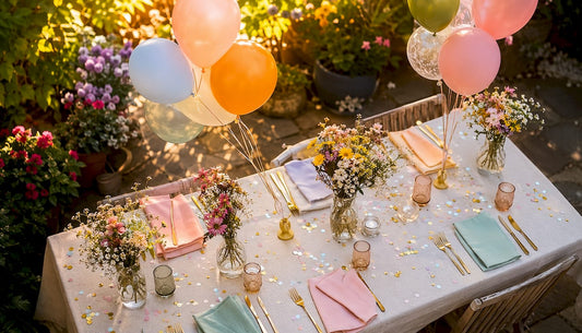 Een feesttafel helemaal in stijl, met perfect op elkaar afgestemde decoratie.