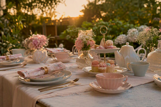 Stijlvol gedekte high tea babyshower tafel