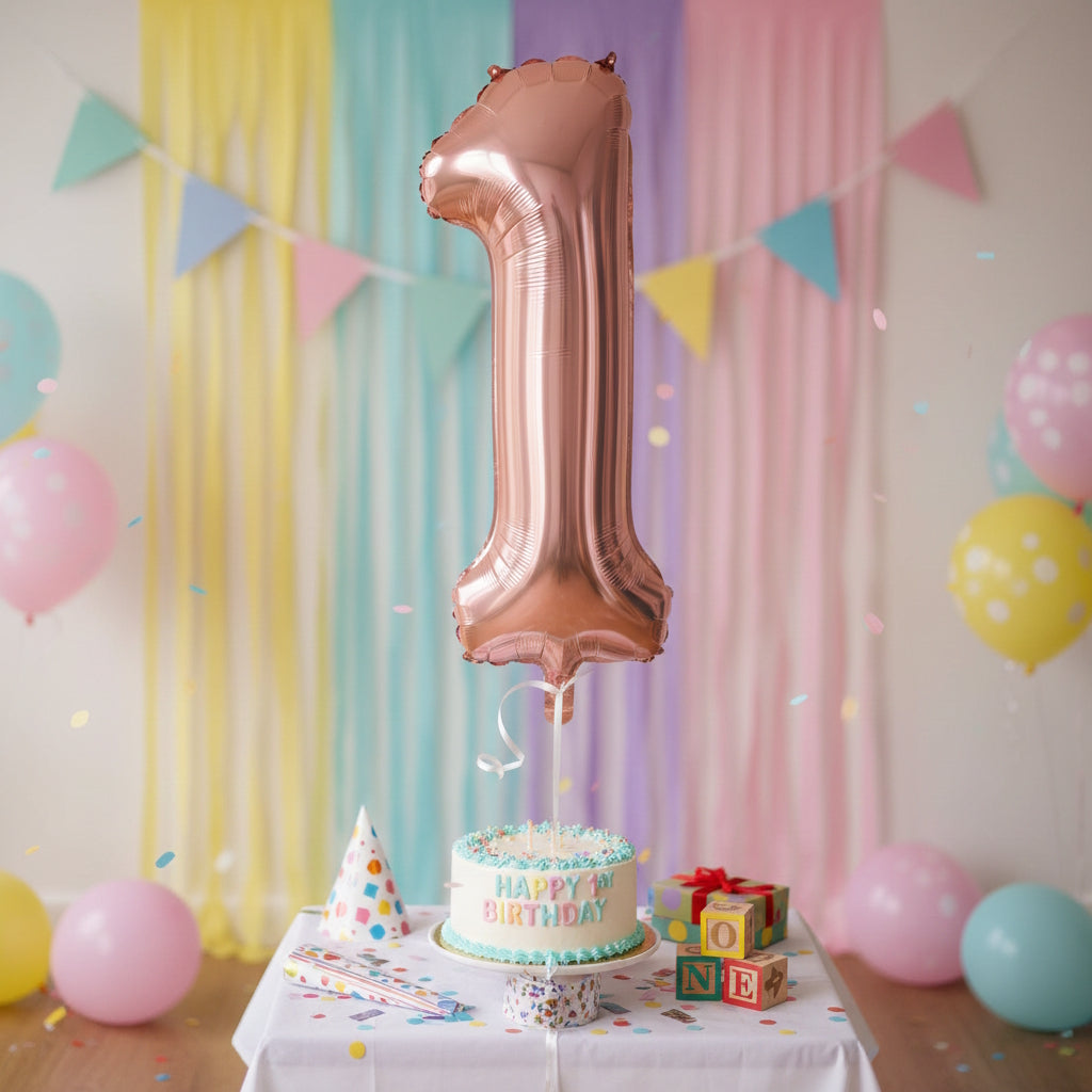 Cijfer Ballon '1'  Rosé (100CM) - PartyPro.nl