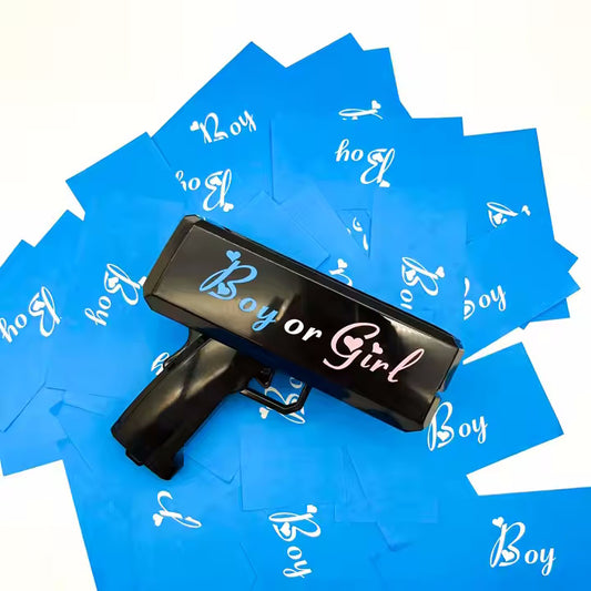 Gender Reveal Money Gun - inclusief 100 briefjes - PartyPro.nl