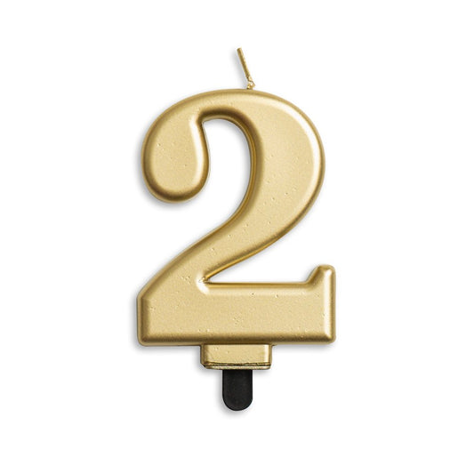Number candle '2' Gold