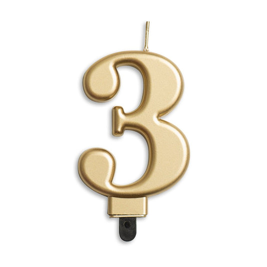Number candle '3' Gold