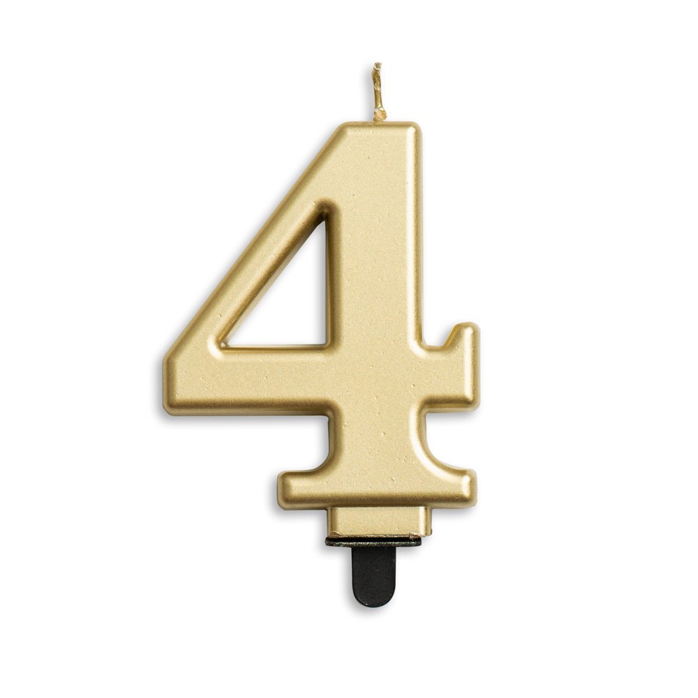 Number candle '4' Gold