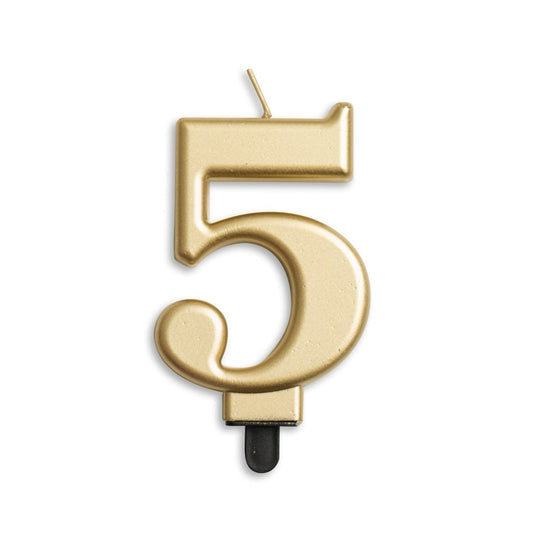 Number candle '5' Gold