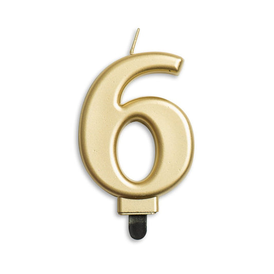 Number candle '6' Gold