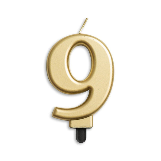 Number candle '9' Gold