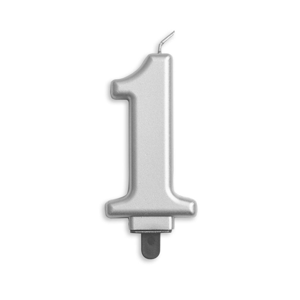 Cijfer kaars '1' Zilver - PartyPro.nl