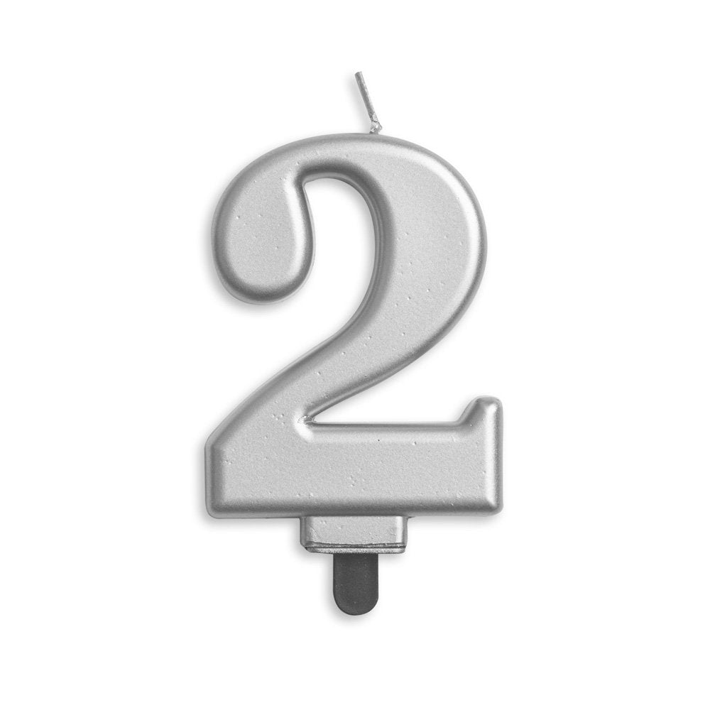 Cijfer kaars '2' Zilver - PartyPro.nl