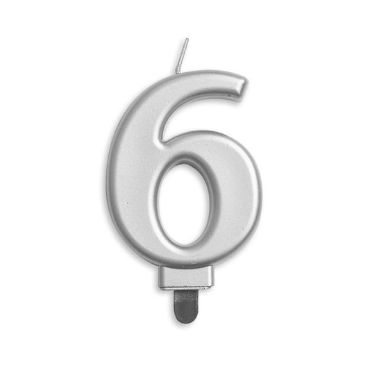 Number candle '6' Silver