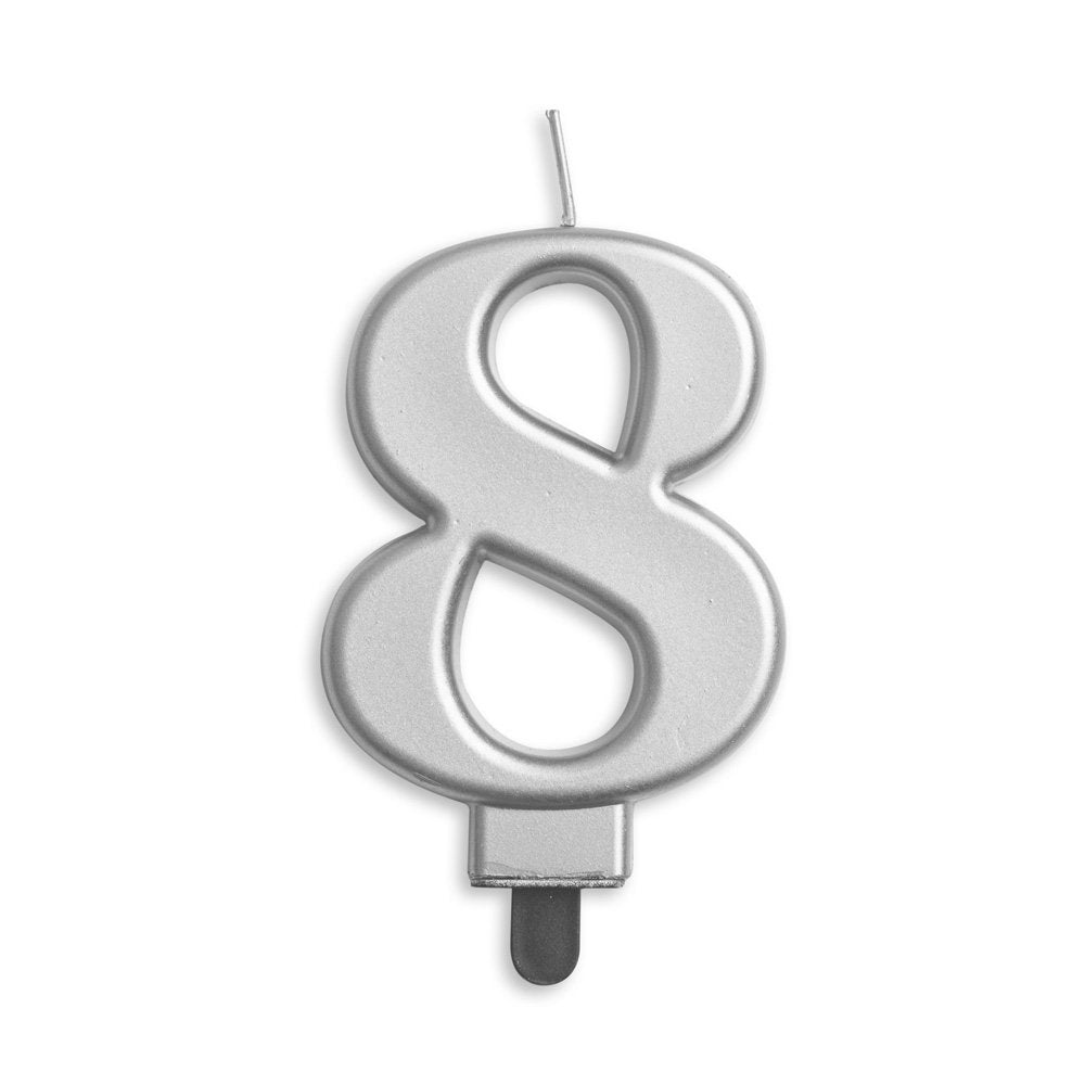 Number candle '8' Silver