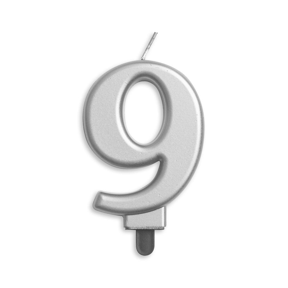 Number candle '9' Silver