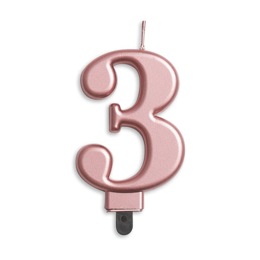 Number candle '3' Rosé