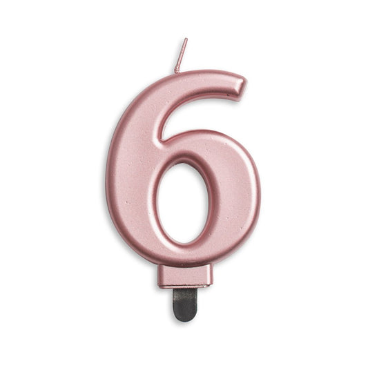 Cijfer kaars '6' Rosé - PartyPro.nl