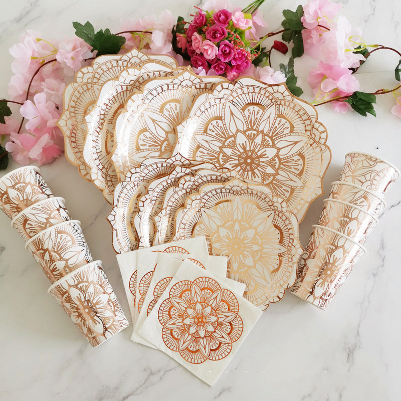 Tafeldecoratie set Mandala Rosé