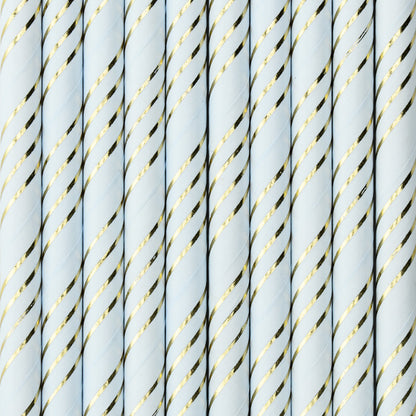 Straws light blue-gold (10 pieces)