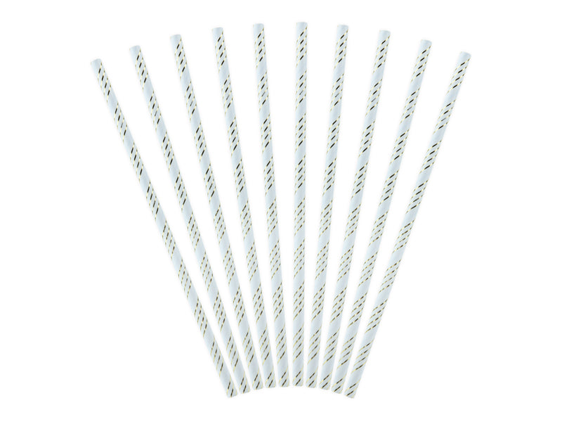 Straws light blue-gold (10 pieces)