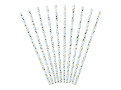 Straws light blue-gold (10 pieces)