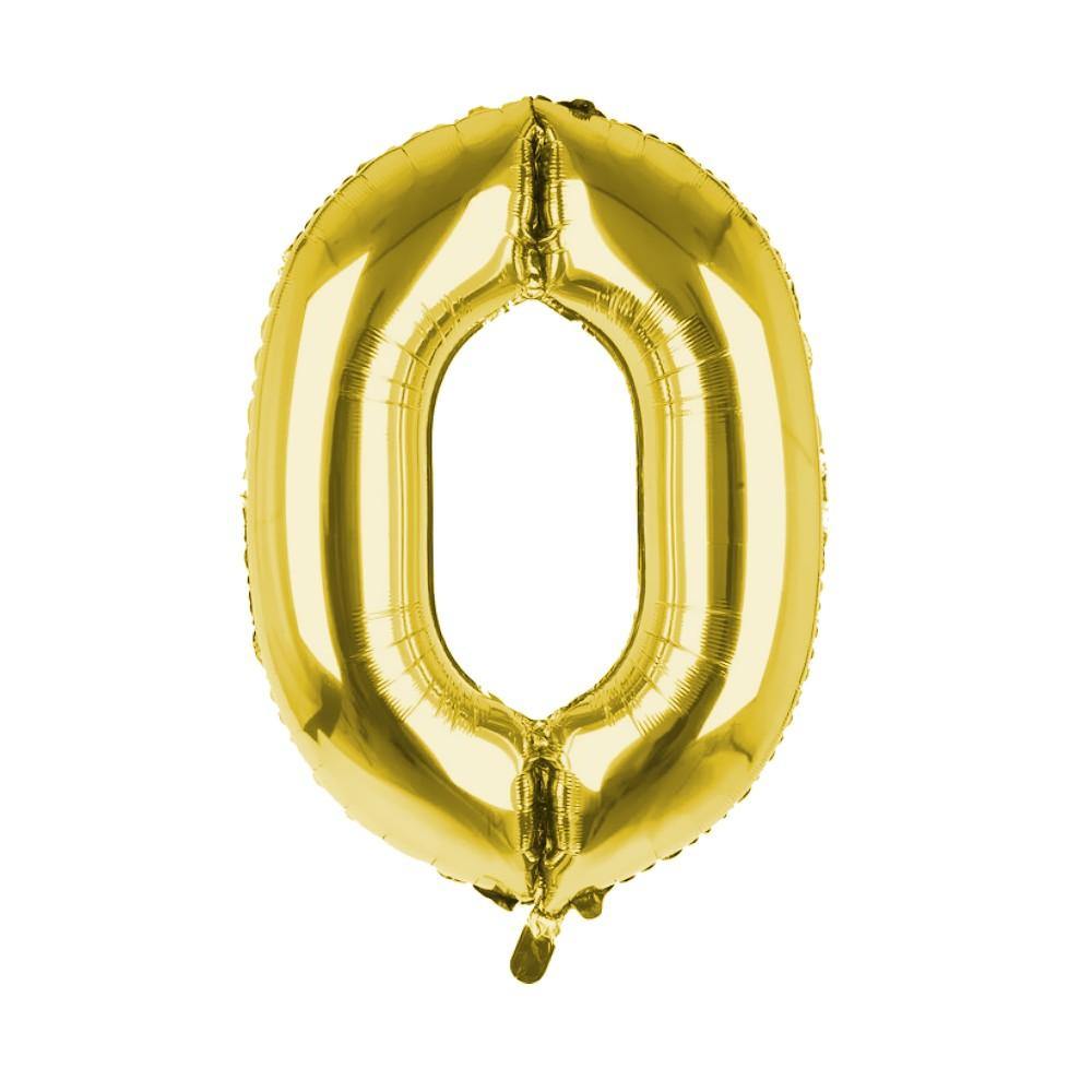 Cijfer Ballon '0'  Goud (100CM) - PartyPro.nl