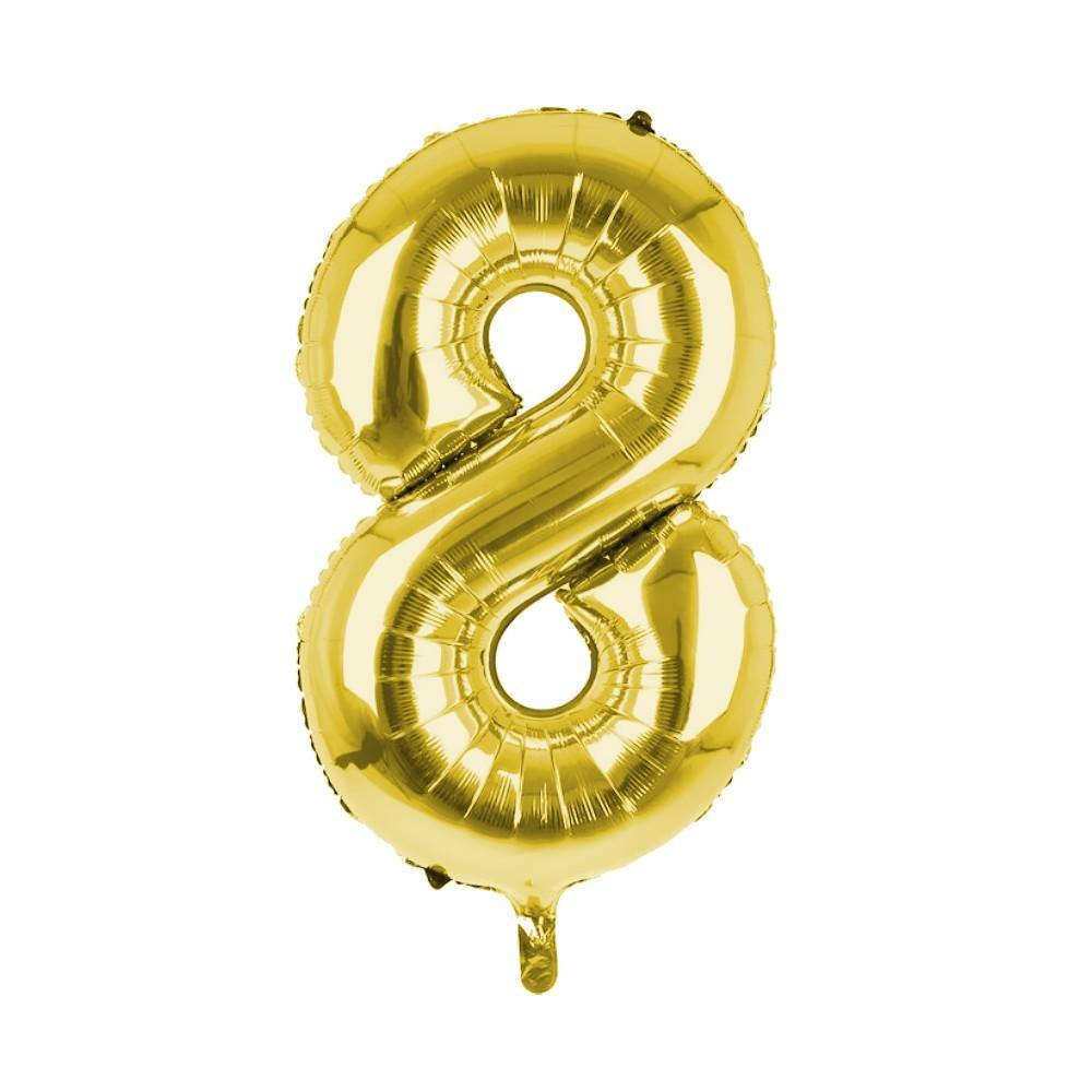 Cijfer Ballon '8'  Goud (100CM) - PartyPro.nl