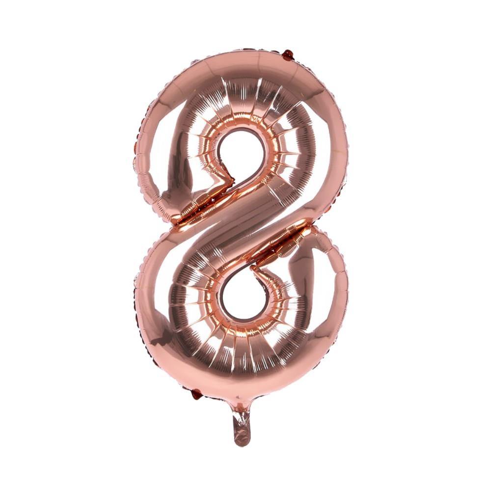 Cijfer Ballon '8' Rosé (100CM) - PartyPro.nl