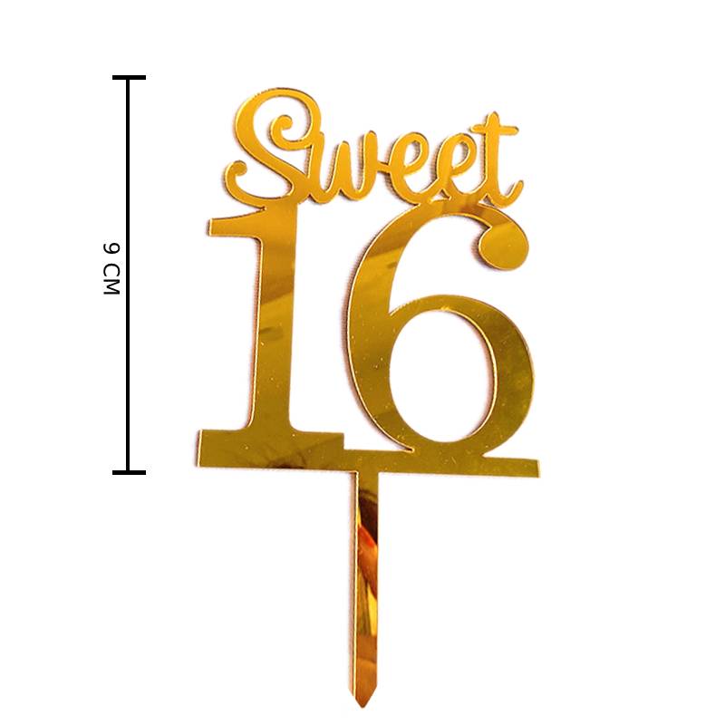 Sweet 16 Cake Topper (Gold)