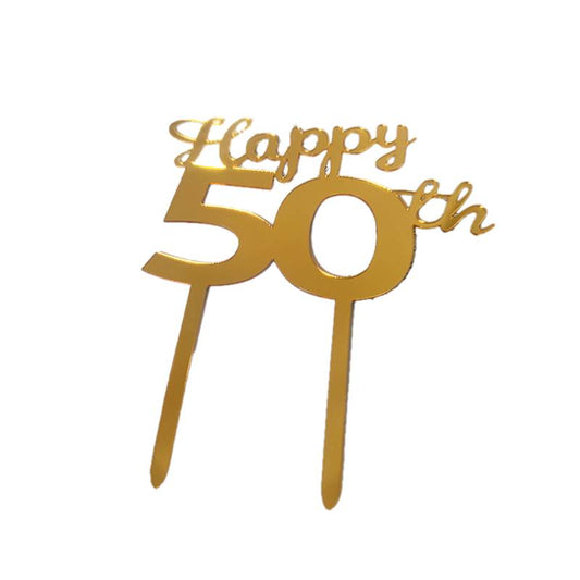 Happy 50th Cake Topper (Gold)