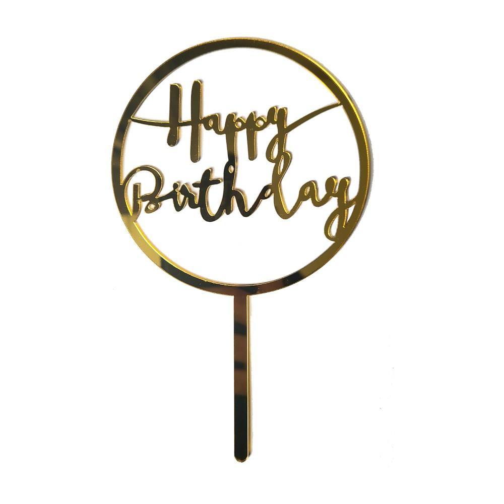 Happy Birthday Cake Topper (Goud) #2 - PartyPro.nl