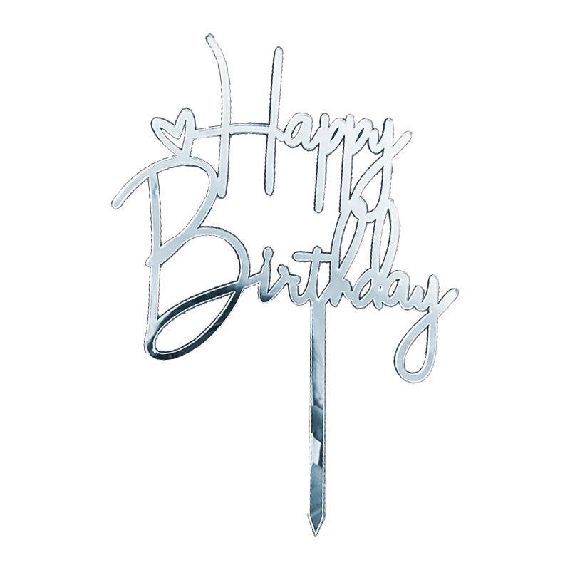 Happy Birthday Cake Topper (Zilver) - PartyPro.nl