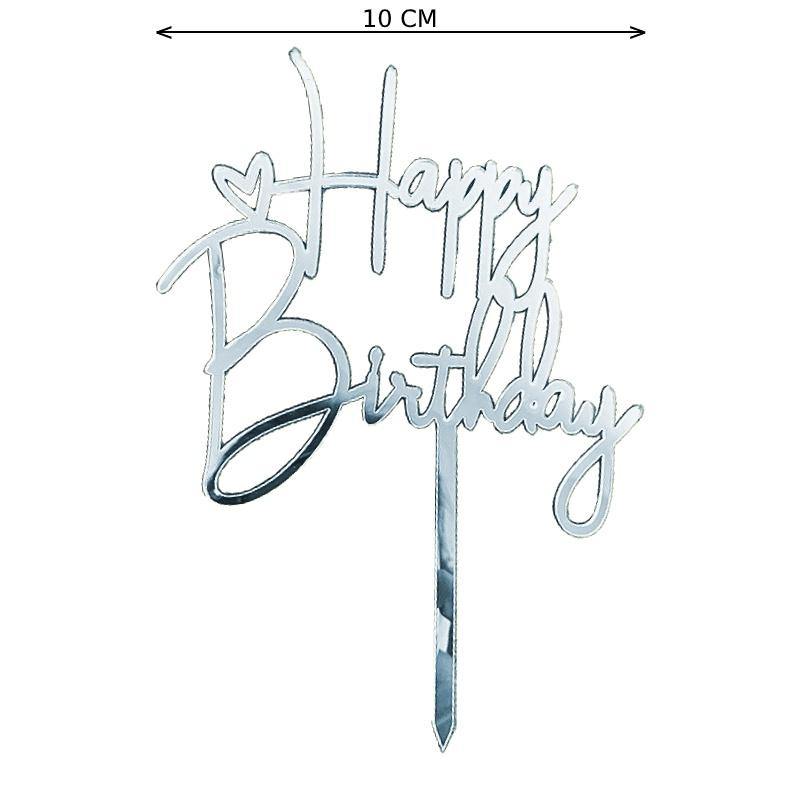 Happy Birthday Cake Topper (Zilver) - PartyPro.nl