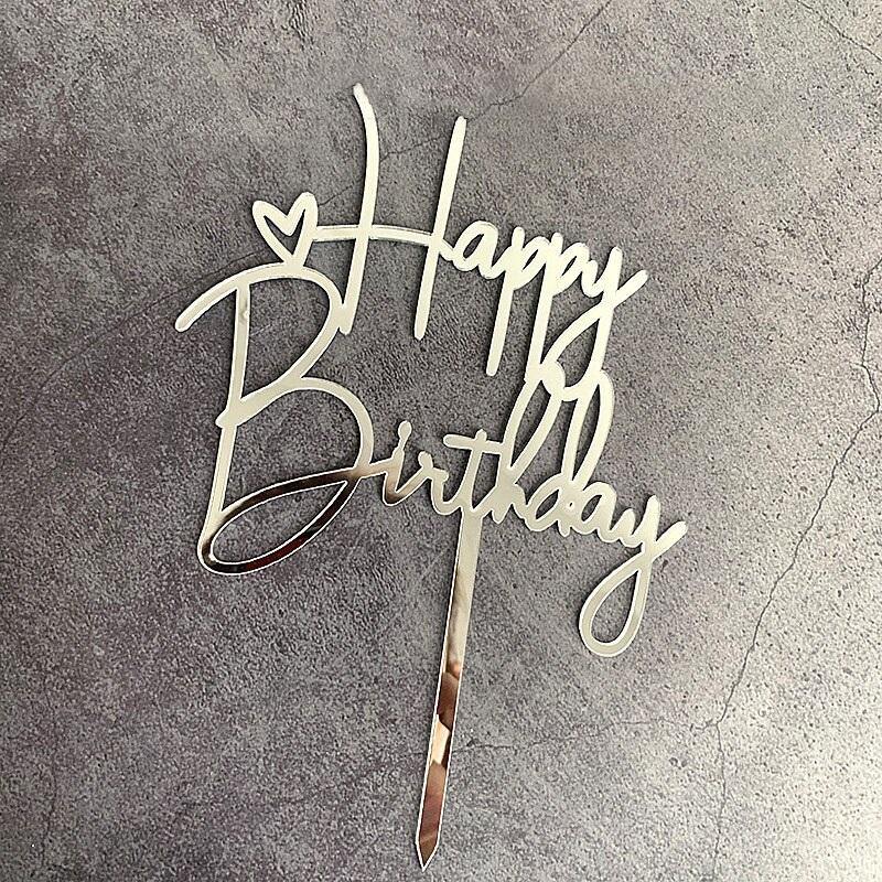 Happy Birthday Cake Topper (Zilver) - PartyPro.nl