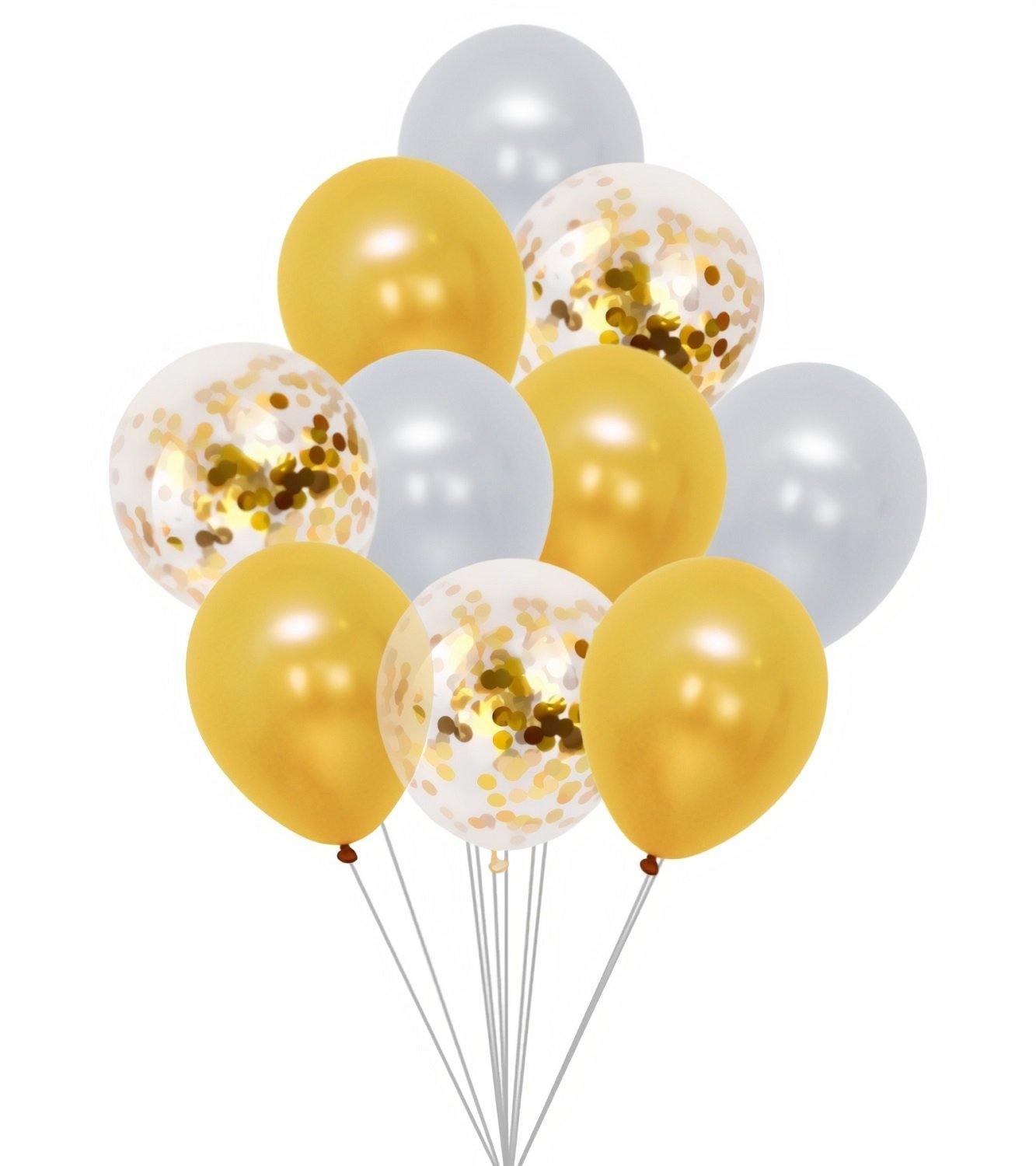 Ballonnenset Wit/Goud (10 stuks / 30 CM) - PartyPro.nl