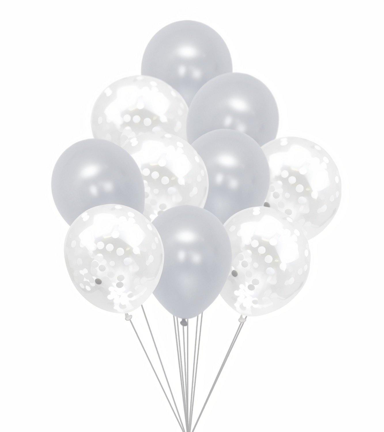 Ballonnenset Wit/Confetti (10 stuks / 30 CM) - PartyPro.nl