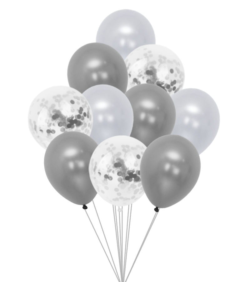 Ballonnenset Wit/Zilver (10 stuks / 30 CM) - PartyPro.nl